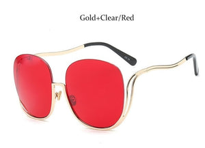 Luxury Brand Half Frame Round Sunglasses Women